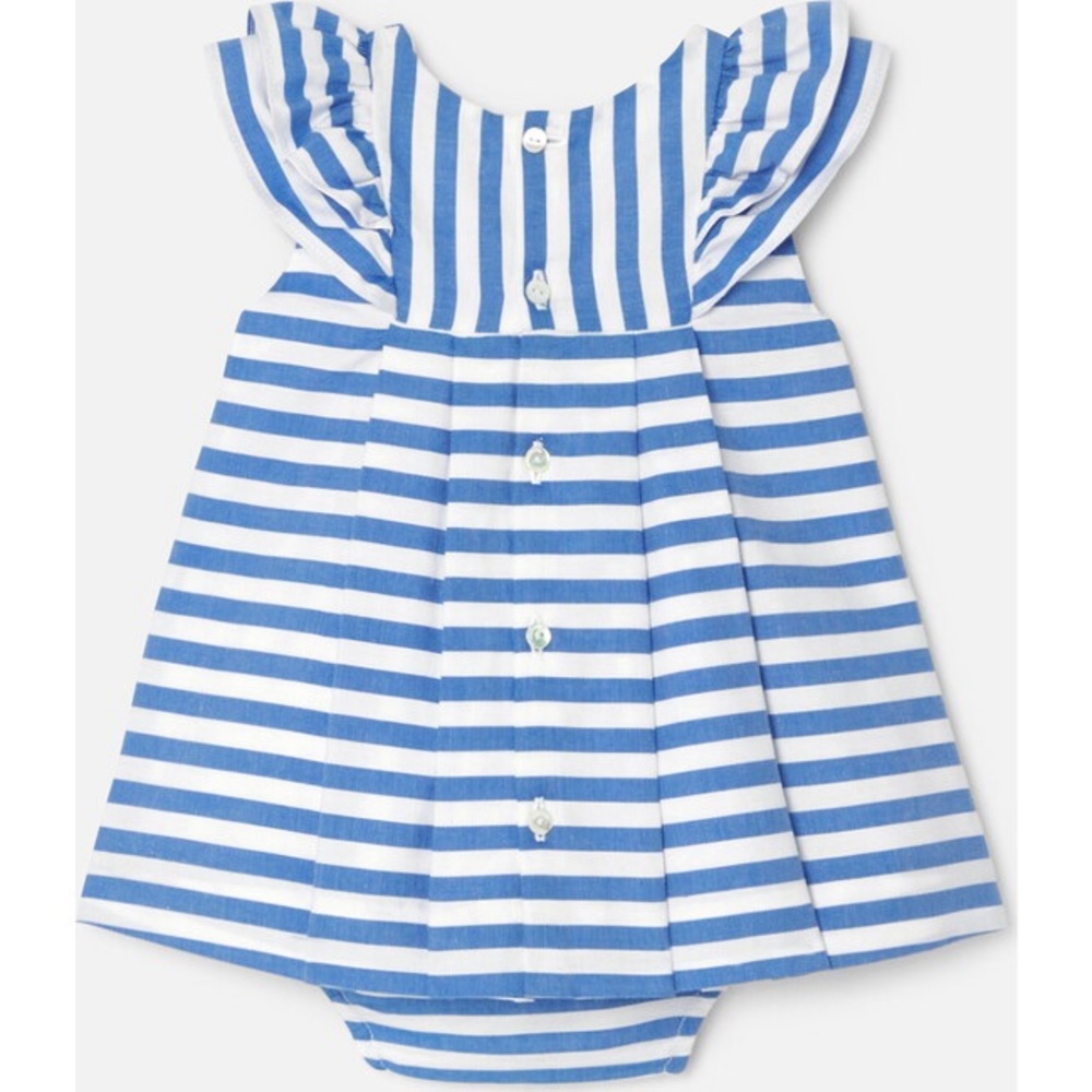 Blue and White Striped Baby Dress - Picture 2 of 3